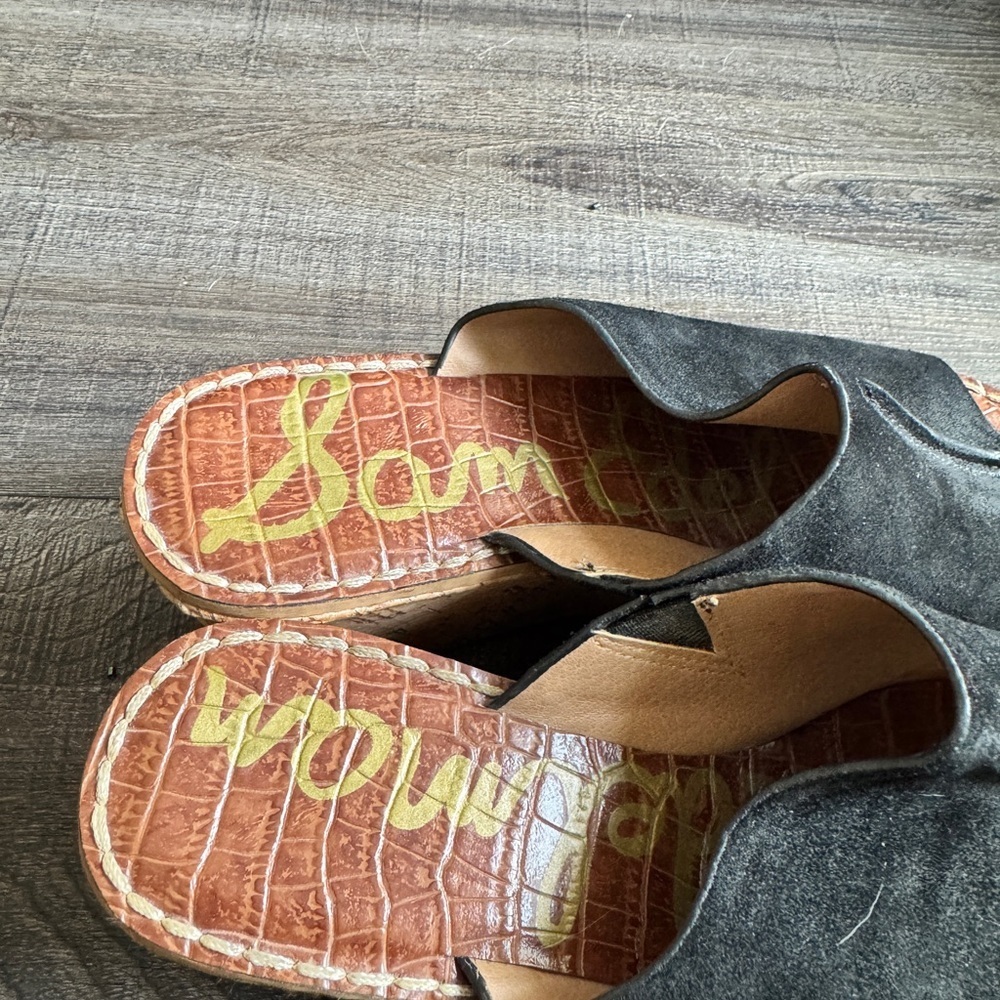 Sam Edelman Black Suede Wedge Mules - Picture 5 of 7